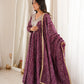 Plum Bandhani Mirror Anarkali Set