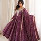 Plum Bandhani Mirror Anarkali Set