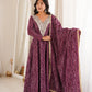 Plum Bandhani Mirror Anarkali Set