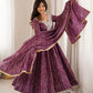Plum Bandhani Mirror Anarkali Set