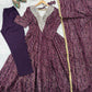 Plum Bandhani Mirror Anarkali Set