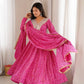 Plum Bandhani Mirror Anarkali Set