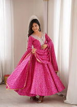 Plum Bandhani Mirror Anarkali Set