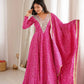 Plum Bandhani Mirror Anarkali Set