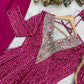 Plum Bandhani Mirror Anarkali Set