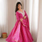 Plum Bandhani Mirror Anarkali Set