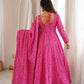 Plum Bandhani Mirror Anarkali Set