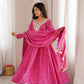 Plum Bandhani Mirror Anarkali Set