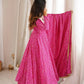 Plum Bandhani Mirror Anarkali Set