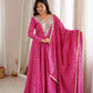 Plum Bandhani Mirror Anarkali Set