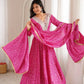 Plum Bandhani Mirror Anarkali Set