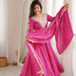 Plum Bandhani Mirror Anarkali Set