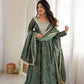 Plum Bandhani Mirror Anarkali Set