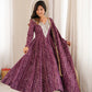 Plum Bandhani Mirror Anarkali Set