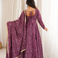 Plum Bandhani Mirror Anarkali Set