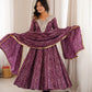 Plum Bandhani Mirror Anarkali Set