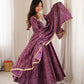 Plum Bandhani Mirror Anarkali Set