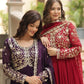 Plum Blooming Sequin Anarkali Gown Set