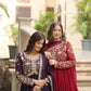Plum Blooming Sequin Anarkali Gown Set