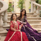 Plum Blooming Sequin Anarkali Gown Set