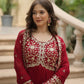 Plum Blooming Sequin Anarkali Gown Set