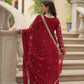 Plum Blooming Sequin Anarkali Gown Set