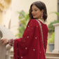 Plum Blooming Sequin Anarkali Gown Set