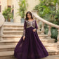 Plum Blooming Sequin Anarkali Gown Set