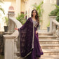 Plum Blooming Sequin Anarkali Gown Set