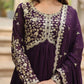 Plum Blooming Sequin Anarkali Gown Set