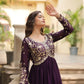 Plum Blooming Sequin Anarkali Gown Set