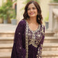 Plum Blooming Sequin Anarkali Gown Set