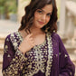 Plum Blooming Sequin Anarkali Gown Set