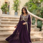 Plum Blooming Sequin Anarkali Gown Set