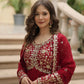 Plum Blooming Sequin Anarkali Gown Set