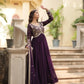 Plum Blooming Sequin Anarkali Gown Set