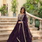 Plum Blooming Sequin Anarkali Gown Set