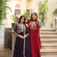 Plum Blooming Sequin Anarkali Gown Set