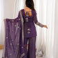 Plum Crunchy Silk Embroidery Sharara Set