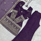 Plum Crunchy Silk Embroidery Sharara Set