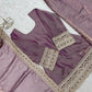 Plum Crunchy Silk Embroidery Sharara Set
