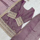 Plum Crunchy Silk Embroidery Sharara Set