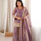 Plum Crunchy Silk Embroidery Sharara Set
