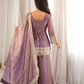 Plum Crunchy Silk Embroidery Sharara Set