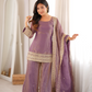 Plum Crunchy Silk Embroidery Sharara Set