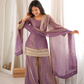 Plum Crunchy Silk Embroidery Sharara Set