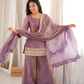 Plum Crunchy Silk Embroidery Sharara Set