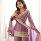 Plum Crunchy Silk Embroidery Sharara Set