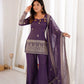 Plum Crunchy Silk Embroidery Sharara Set
