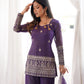 Plum Crunchy Silk Embroidery Sharara Set